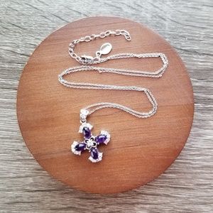 Sterling Silver Amethyst Cross Necklace